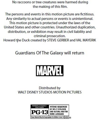 Guardians of  the Galaxy Credits