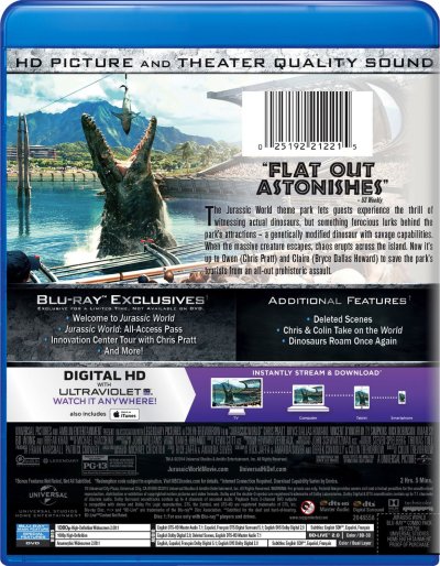 Jurassic World Blu-ray Back Cover